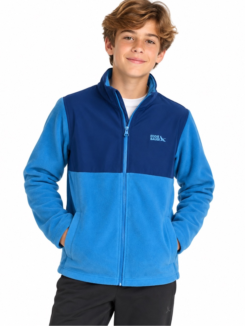 Eddie Bauer Kids Blue Fleece Full Zip Jacket Size L 14/16 NWT